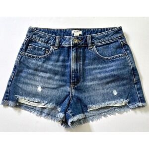 ROXY Denim Jean Shorts Women's 28 Blue Cut Off High‎ Rise Pockets Medium Wash